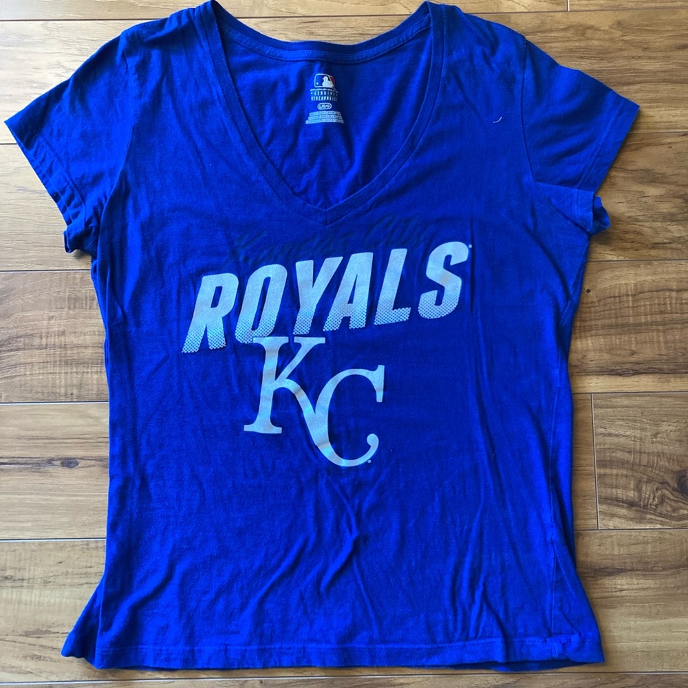 Kansas City (KC) Royals Women’s V Neck Short Sleeve T-shirt Size Large